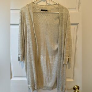 Nic + Zoe metallic silver/gray open weave linen cardigan in size large
